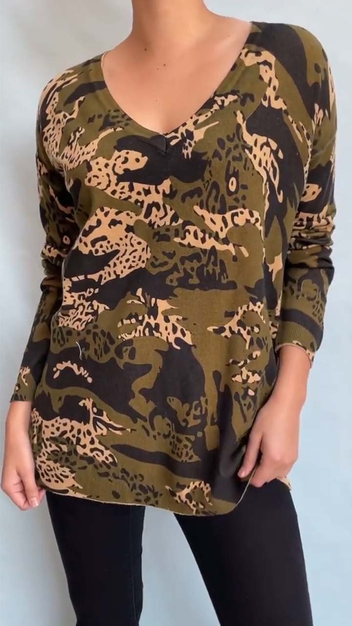 LuciaRicci Luipaardprint Top met Lange Mouwen