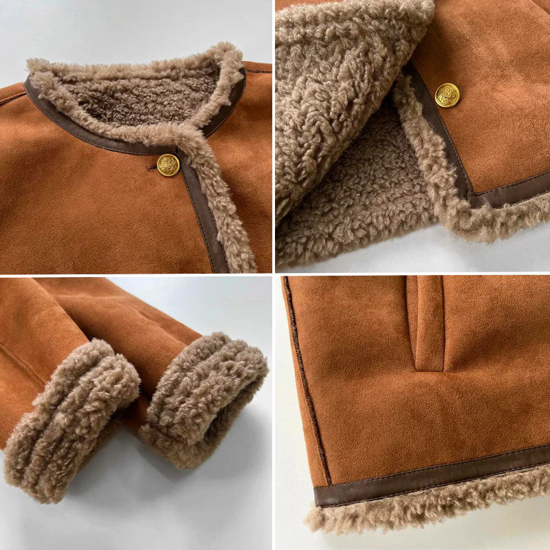 Loreine – Dames Shearling Winterjas met Knopen