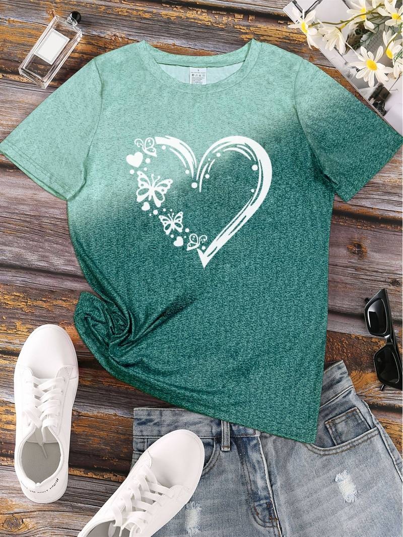 Élodie – Dames T-Shirt met Vlinderhart Print