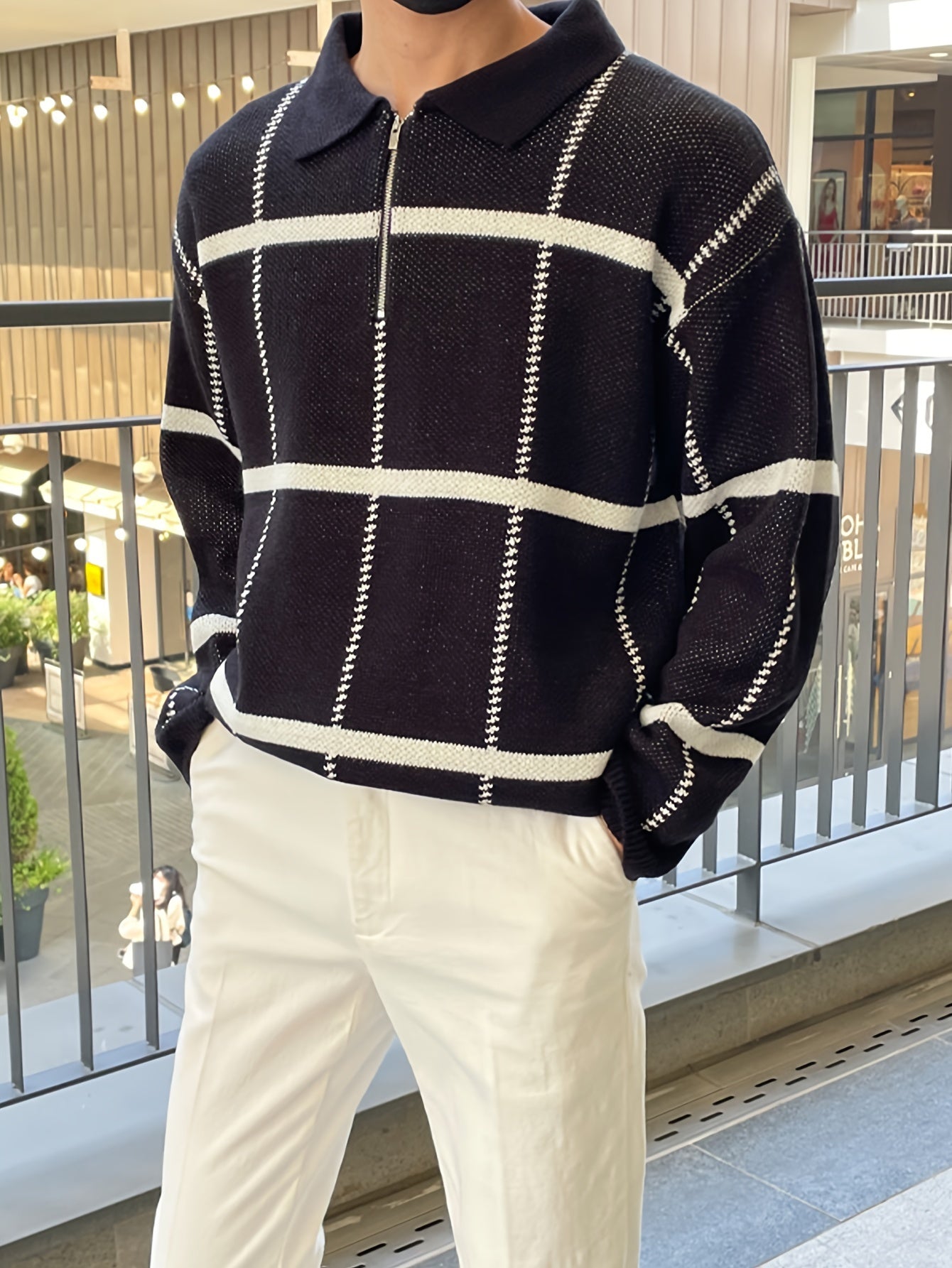 Lorenzo – Half-Zip Geruite Herentrui