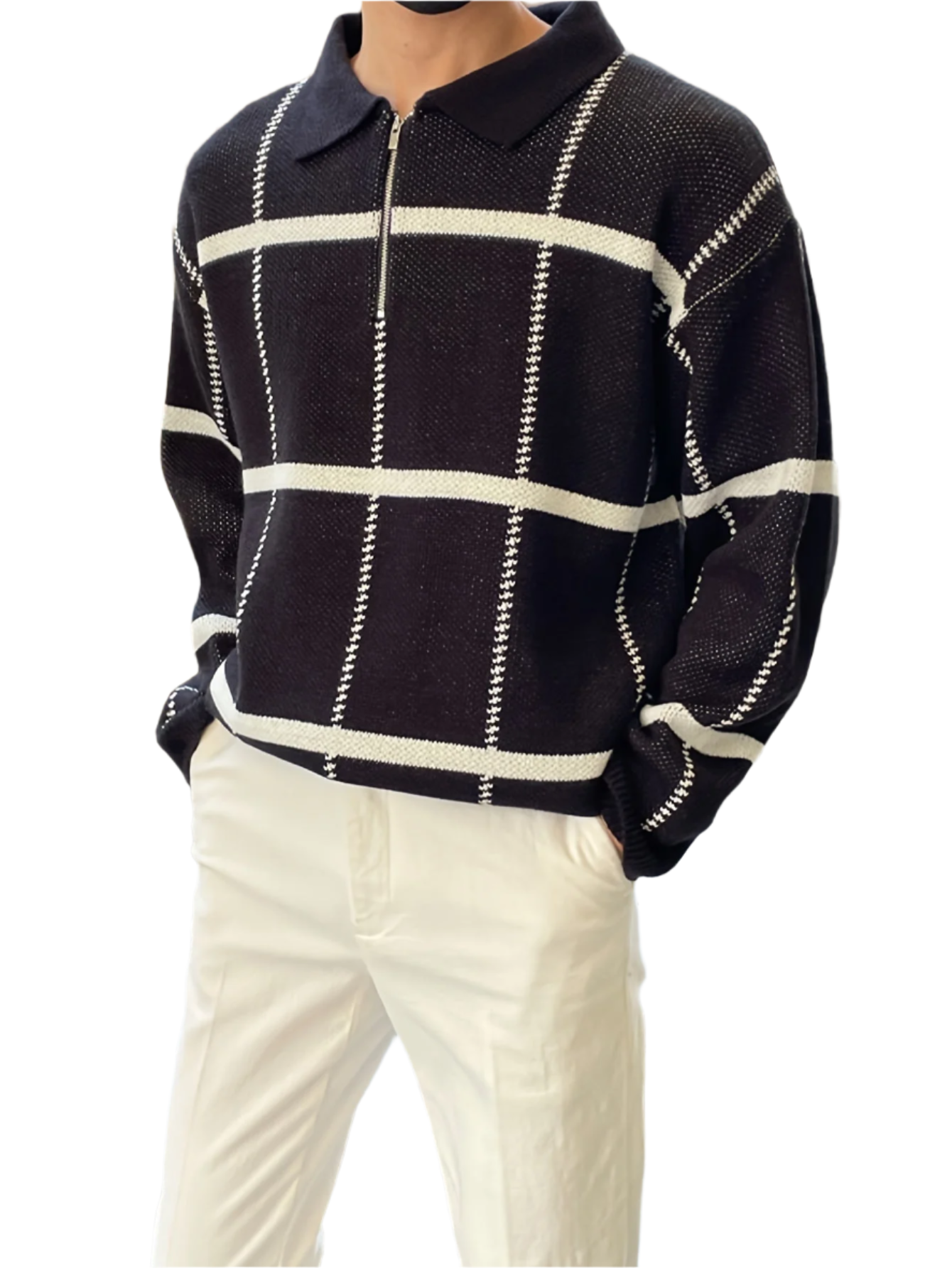 Lorenzo – Half-Zip Geruite Herentrui