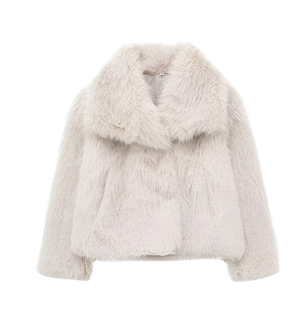 Isabella – Dames Plush Winterjas met Chique Reverskraag