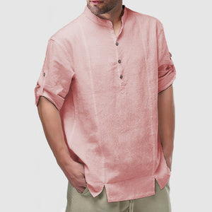 DavideFontana Heren mouw Henley shirt