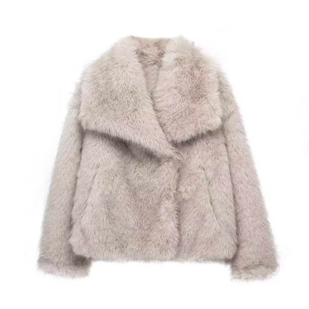 Isabella – Dames Plush Winterjas met Chique Reverskraag