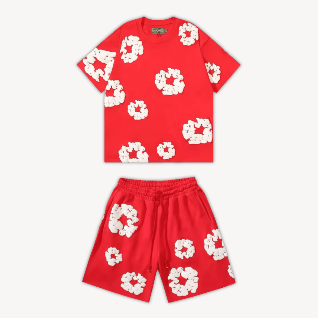 Alex – Unisex Katoenen Zomerset met Bloemenprint