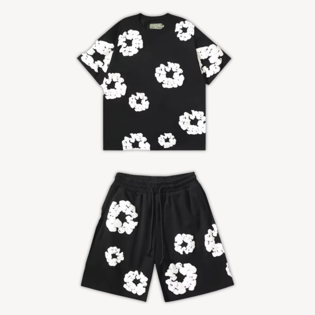 Alex – Unisex Katoenen Zomerset met Bloemenprint