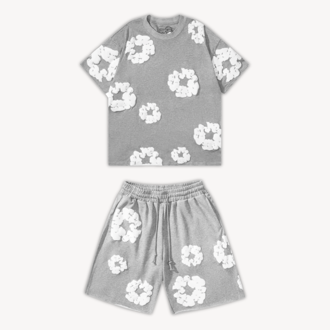 Alex – Unisex Katoenen Zomerset met Bloemenprint