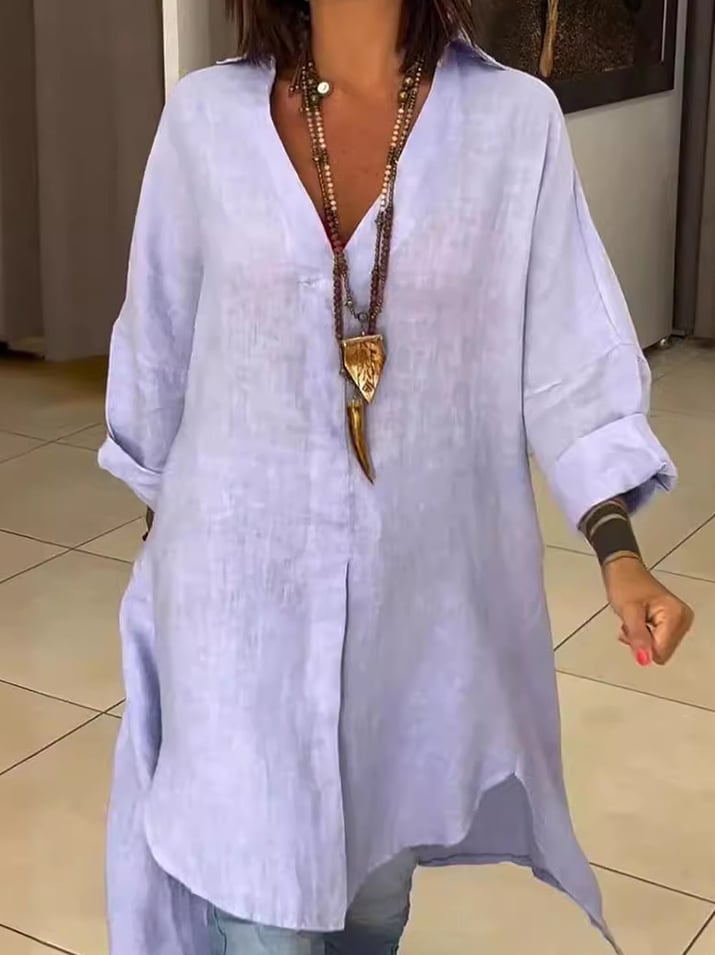 GinevraMonti Blouse met lange mouwen en V-hals