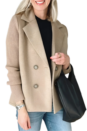 Camille – Dames Blazer van Vegan Wol met Gebreide Mouwen