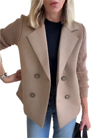 Camille – Dames Blazer van Vegan Wol met Gebreide Mouwen