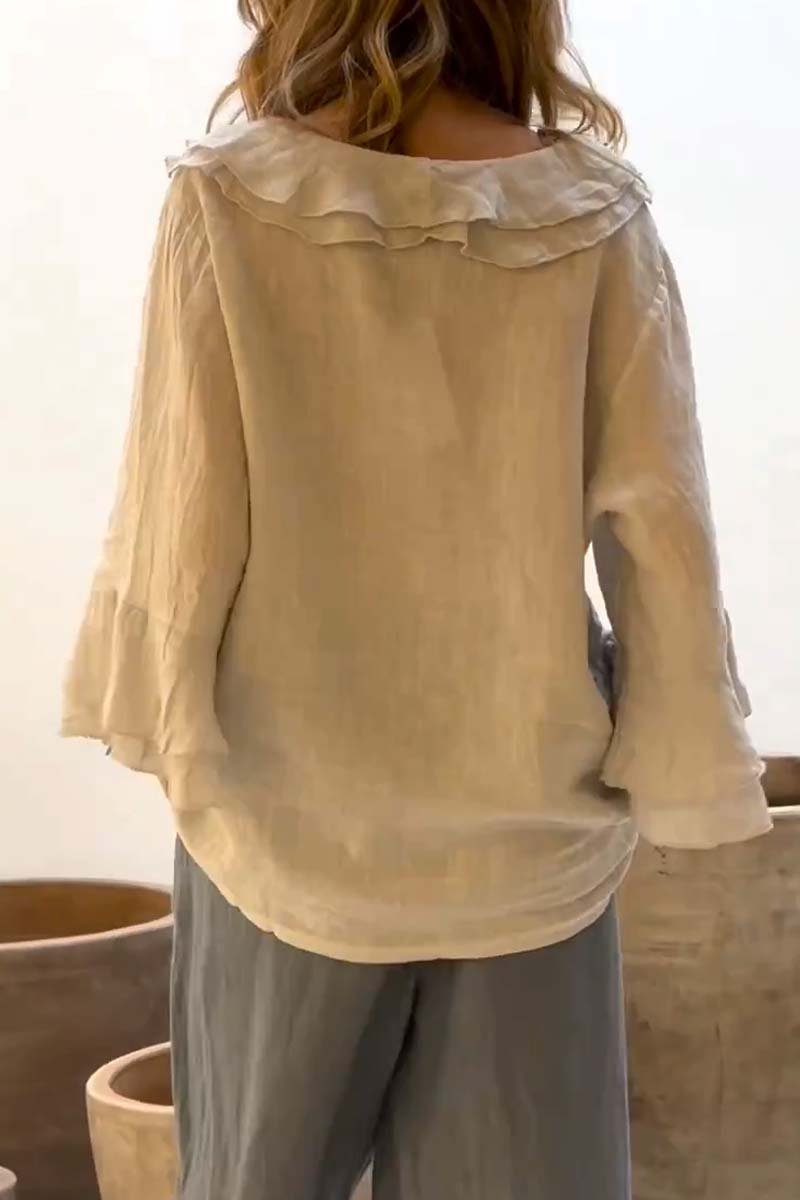 MiaRizzo Top Met Ruches Kraag