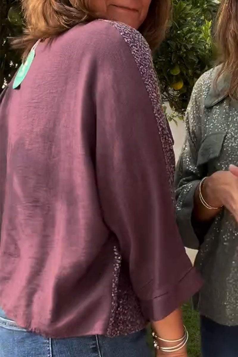 MarcoLucenti Casual Sequin Effen Kleur Shirt Voor Dames