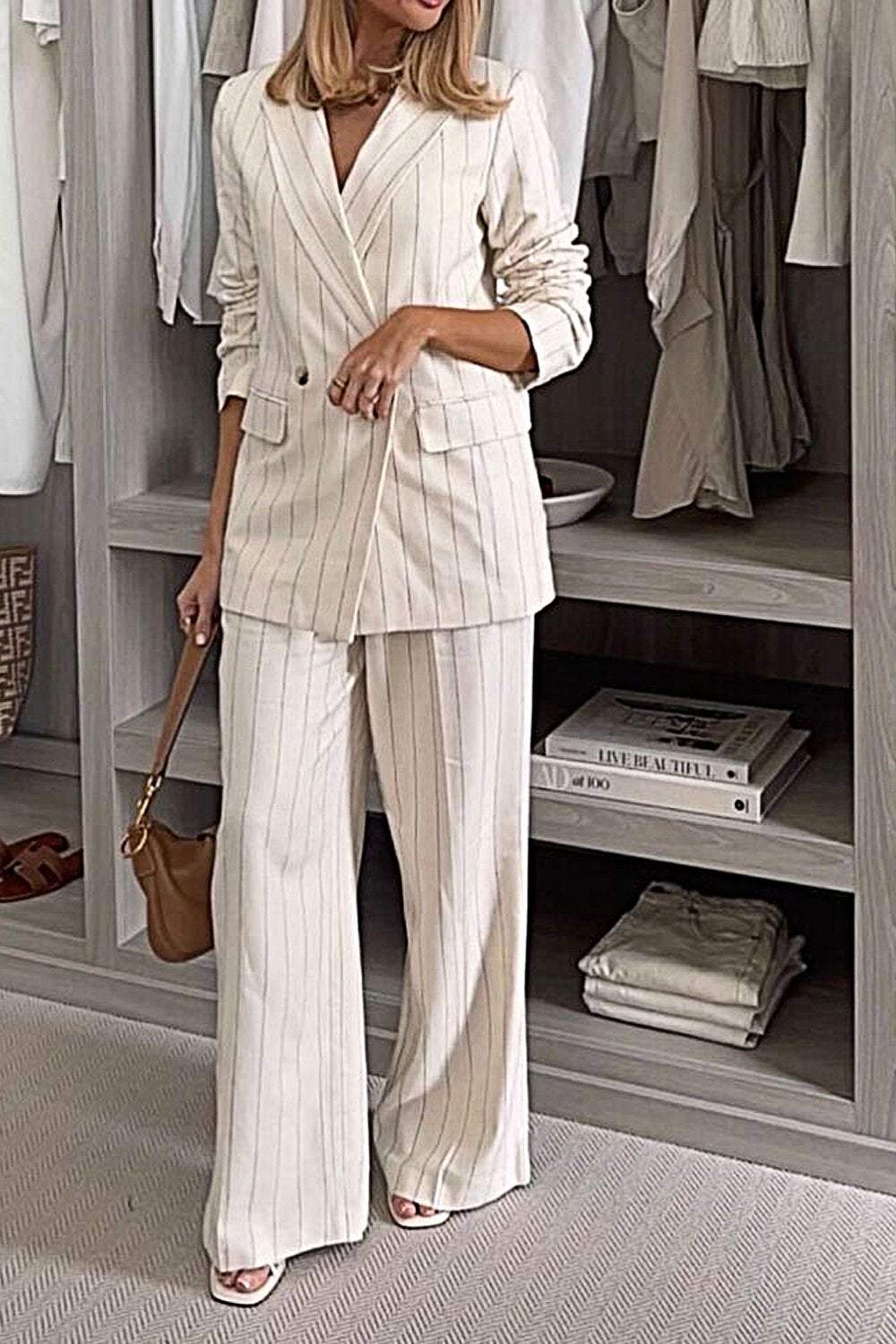 RafaelSantini Linnen Gestreept Casual Pak