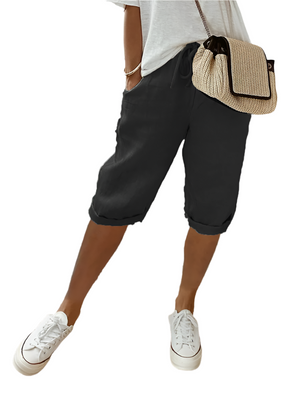 Lunza – Dameskatoenen Shorts met Omgeslagen Zoom