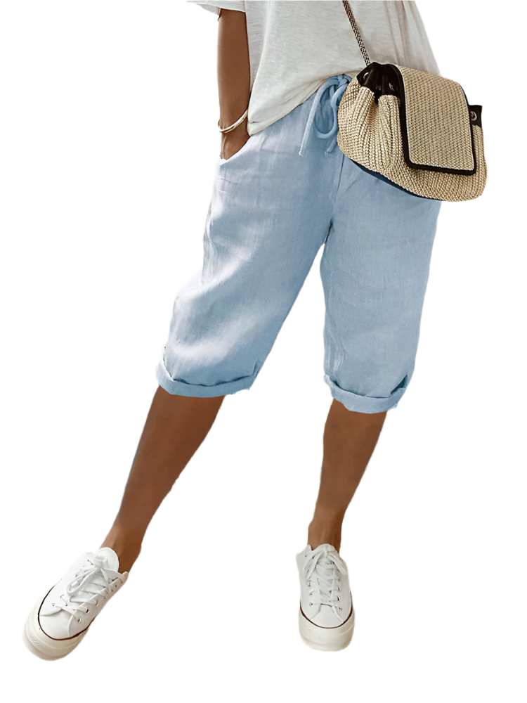 Lunza – Dameskatoenen Shorts met Omgeslagen Zoom