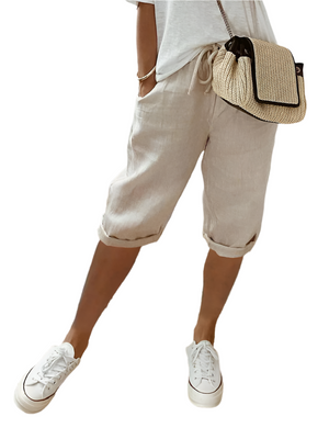 Lunza – Dameskatoenen Shorts met Omgeslagen Zoom