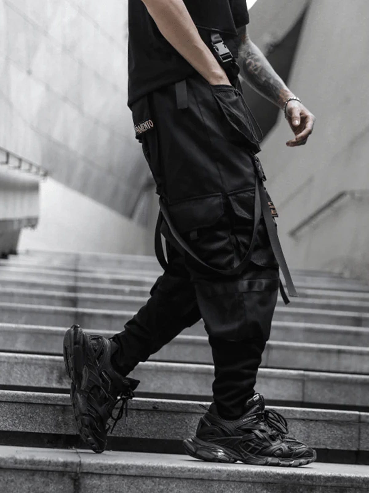 SofiaNera™️ Webbing Donker Zwart Broek