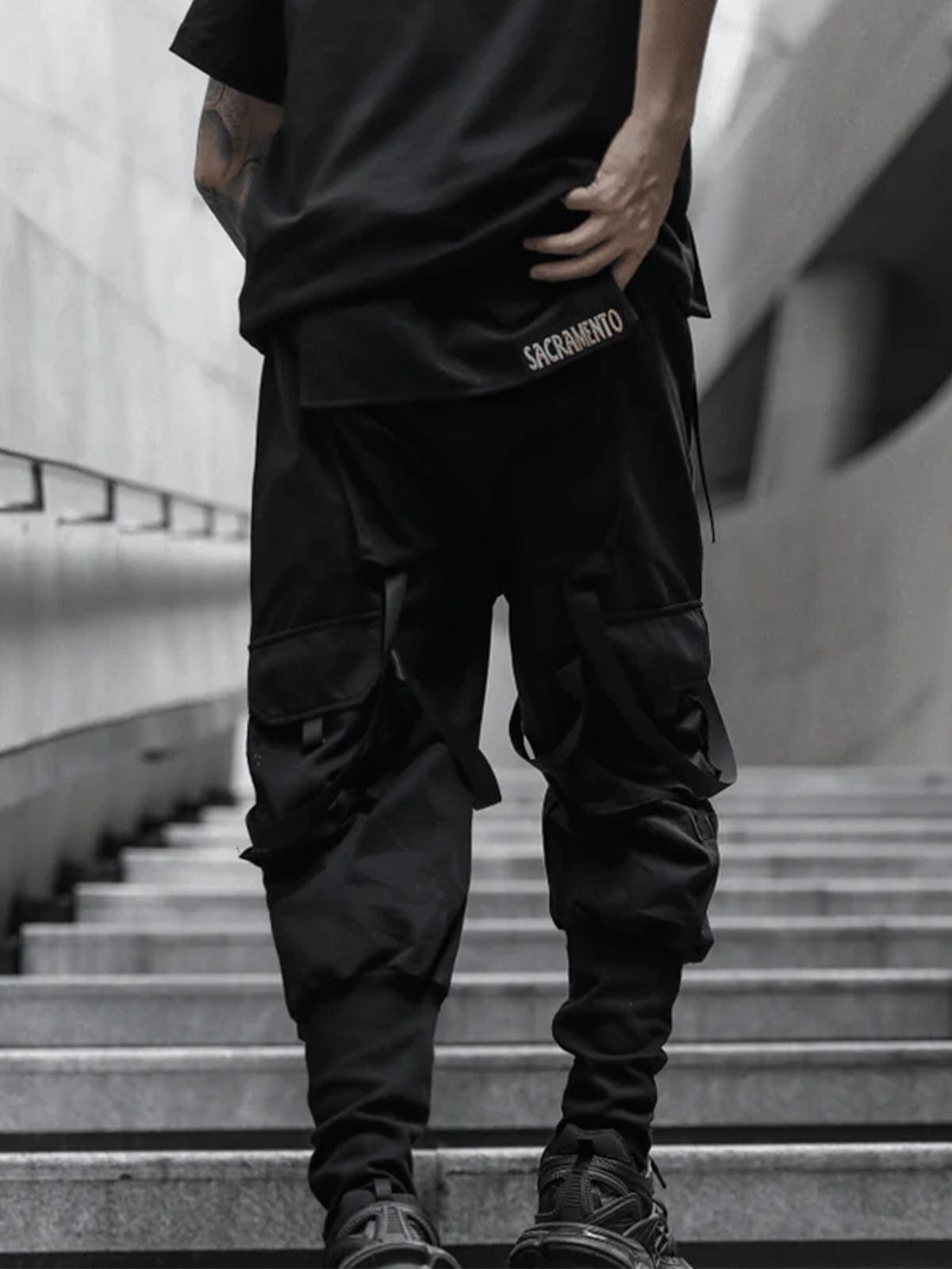 SofiaNera™️ Webbing Donker Zwart Broek