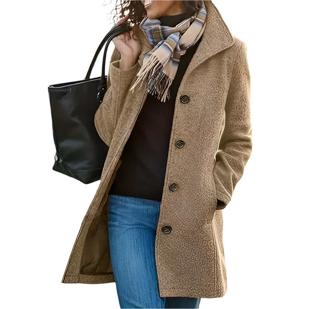 Modella – Lange Casual Damesjas in Grijs, Groen en Khaki