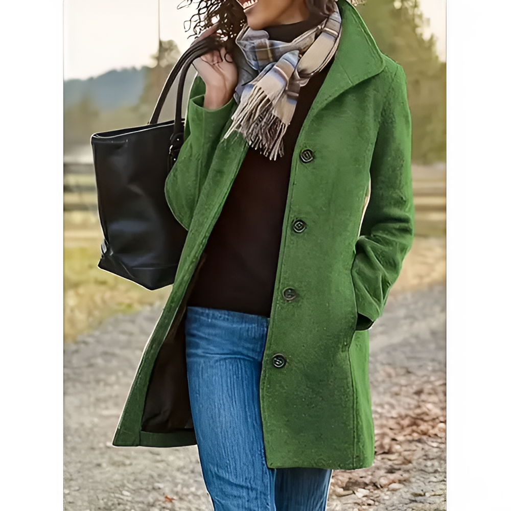 Modella – Lange Casual Damesjas in Grijs, Groen en Khaki