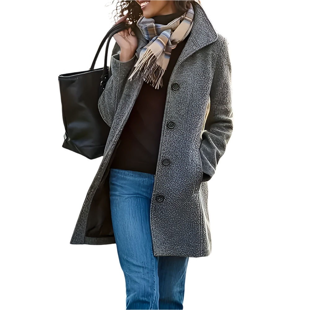 Modella – Lange Casual Damesjas in Grijs, Groen en Khaki