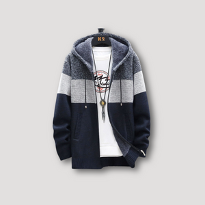 SilviaVieri Gebreide Hoodie Fleece Jas Voor Mannen