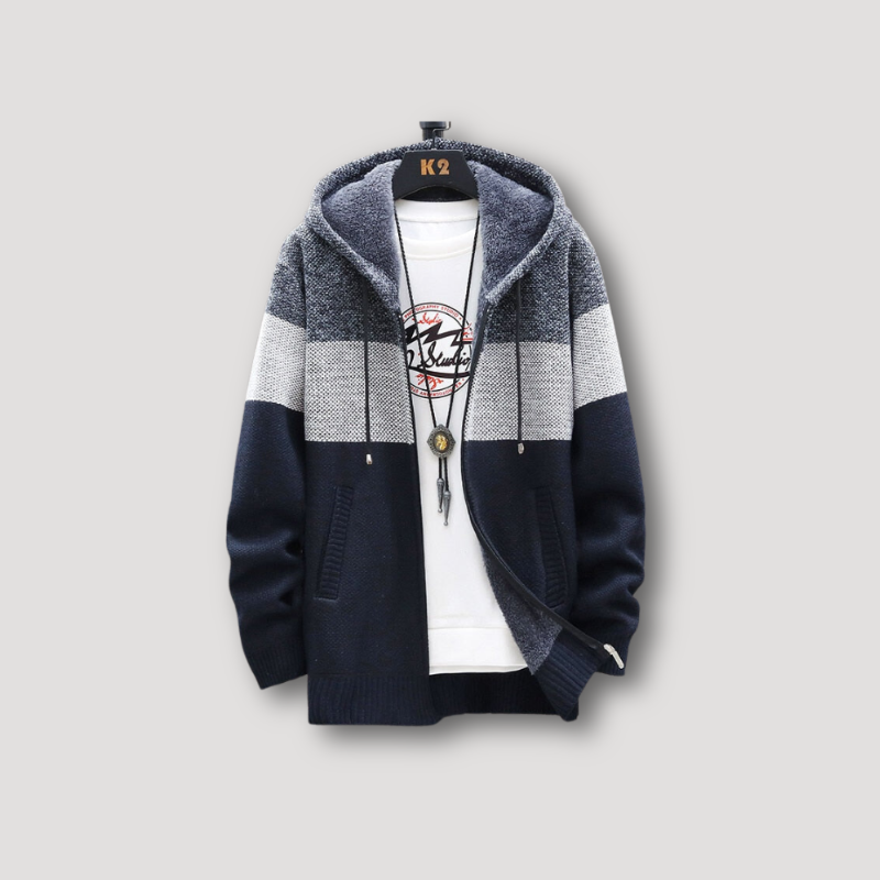 SilviaVieri Gebreide Hoodie Fleece Jas Voor Mannen