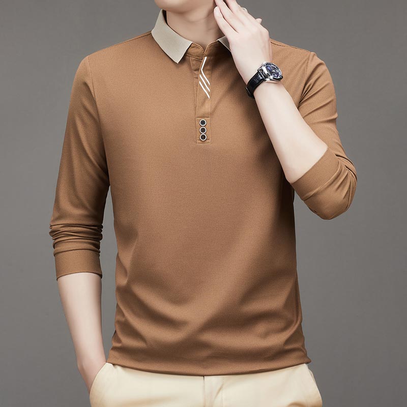 Alessia™ Casual effen longsleeve heren polo