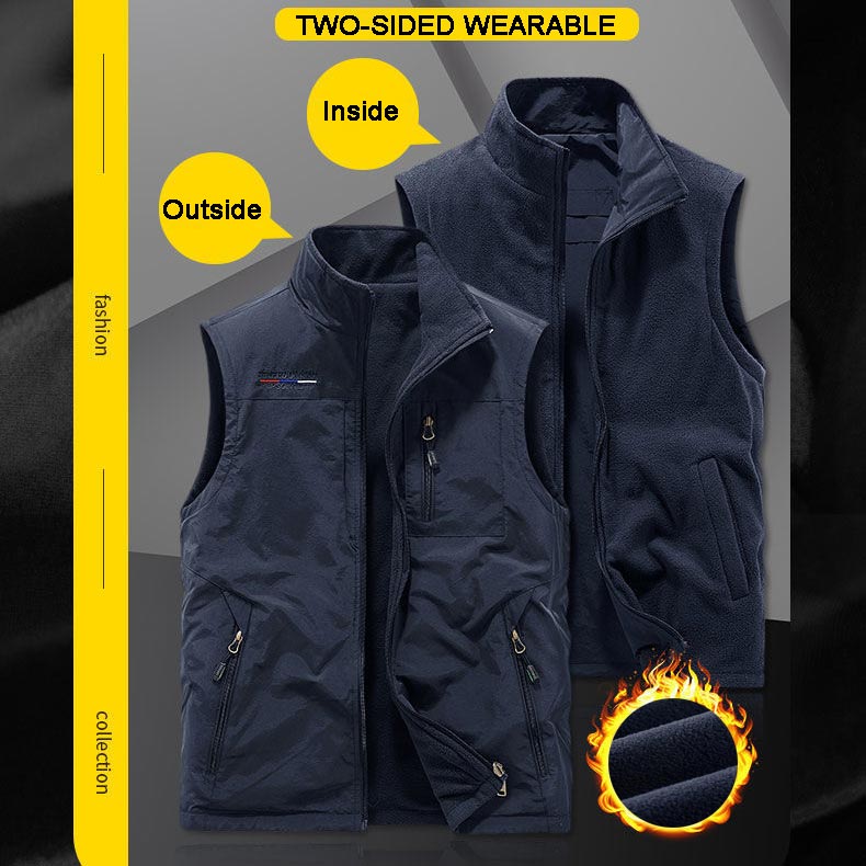 LorenzoRossi - herenvest met staande kraag en pluche voering