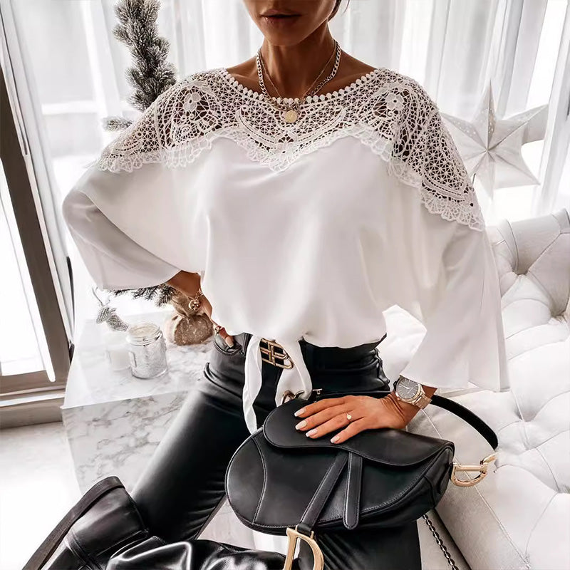 GiuliaBarone Kanten Top Met Effen Kleur Snit