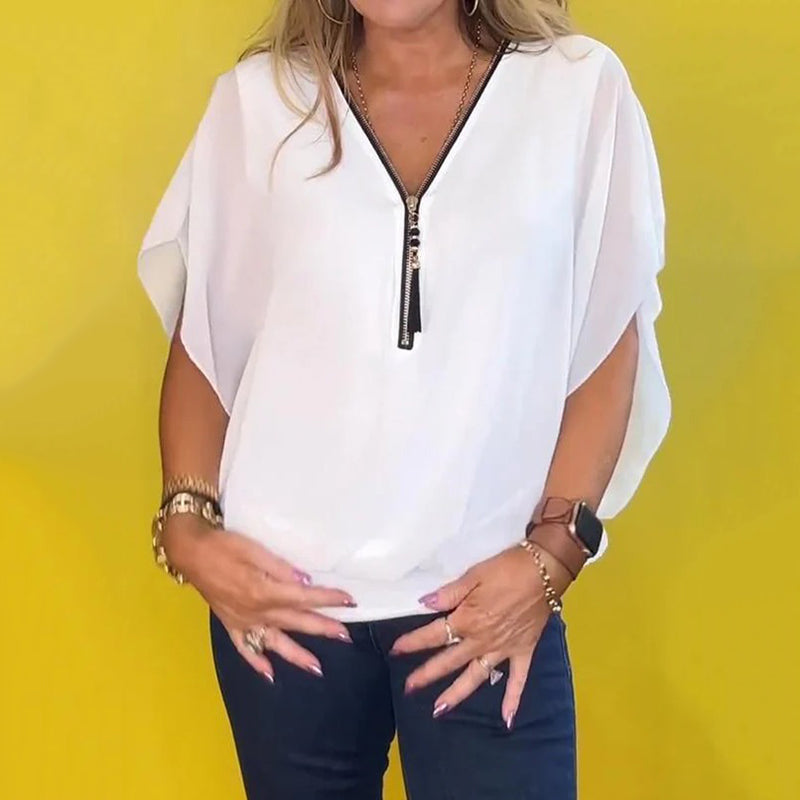 ElenaSantini Casual Top met Chiffon Ritssluiting
