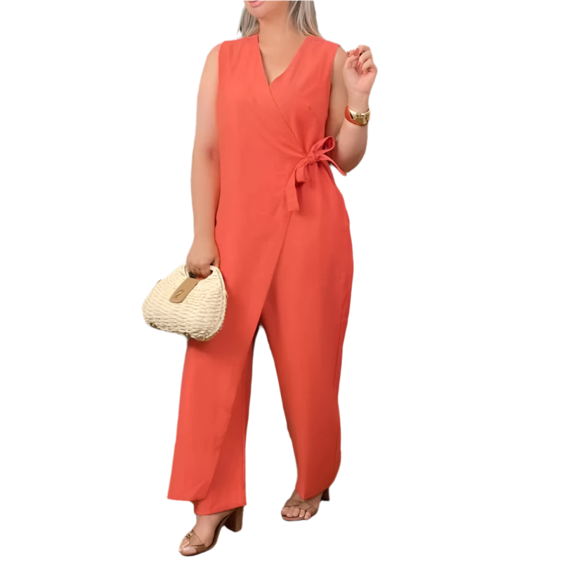 Elena – Vrouwelijke Jumpsuit met Relaxte Pasvorm en Elegante V-Hals