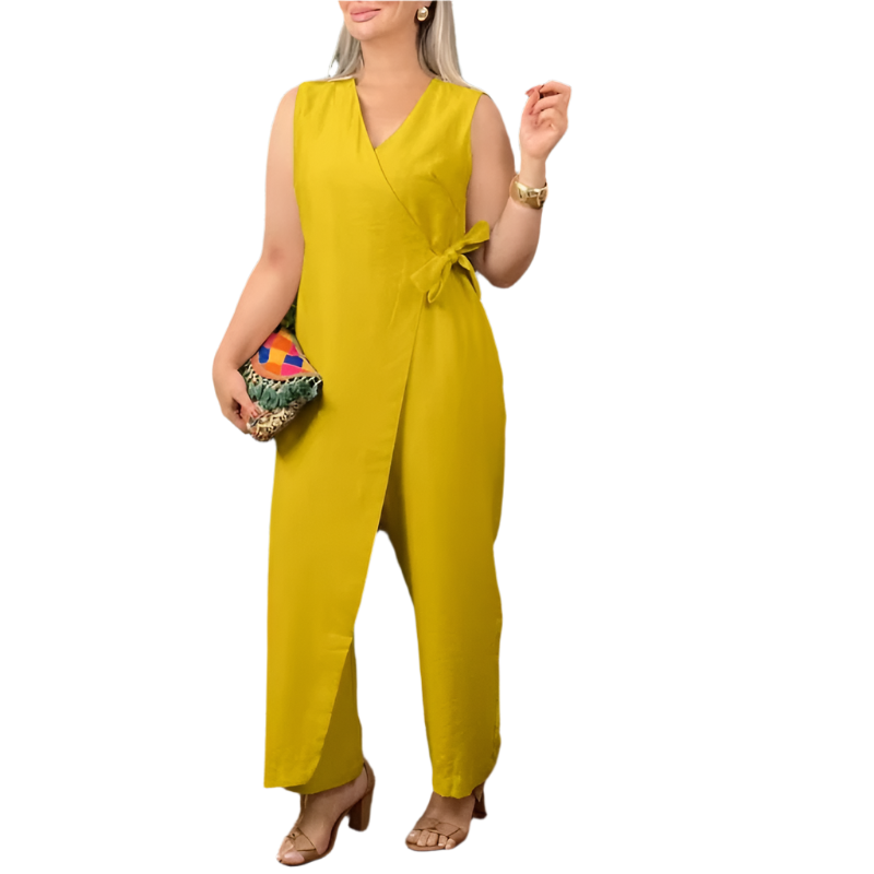 Elena – Vrouwelijke Jumpsuit met Relaxte Pasvorm en Elegante V-Hals