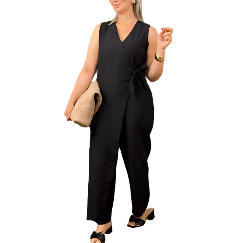 Elena – Vrouwelijke Jumpsuit met Relaxte Pasvorm en Elegante V-Hals