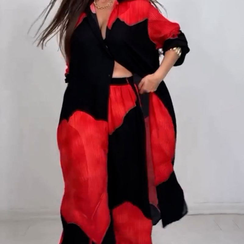 Isabella – Comfortabele Dames Blouse & Broek Set met Striksluiting