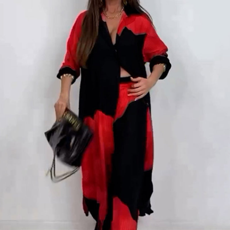 Isabella – Comfortabele Dames Blouse & Broek Set met Striksluiting