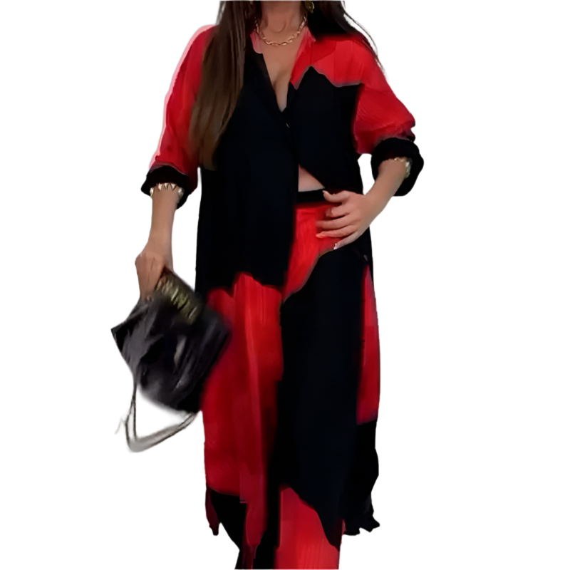 Isabella – Comfortabele Dames Blouse & Broek Set met Striksluiting