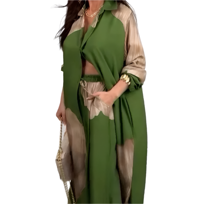 Isabella – Comfortabele Dames Blouse & Broek Set met Striksluiting