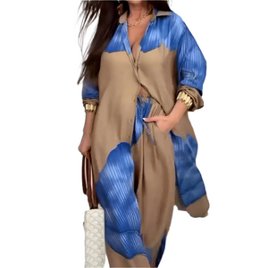 Isabella – Comfortabele Dames Blouse & Broek Set met Striksluiting