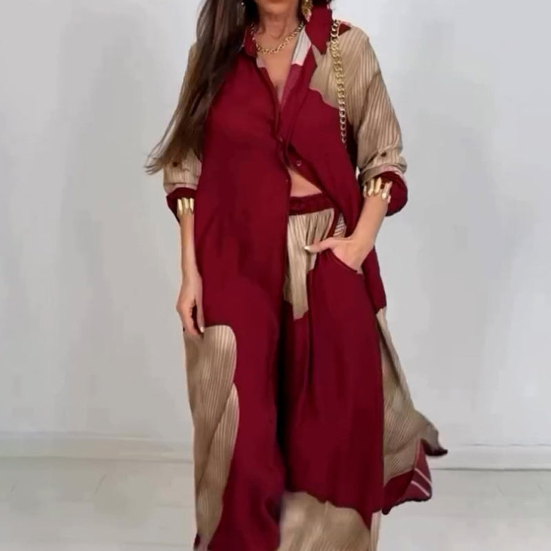 Isabella – Comfortabele Dames Blouse & Broek Set met Striksluiting