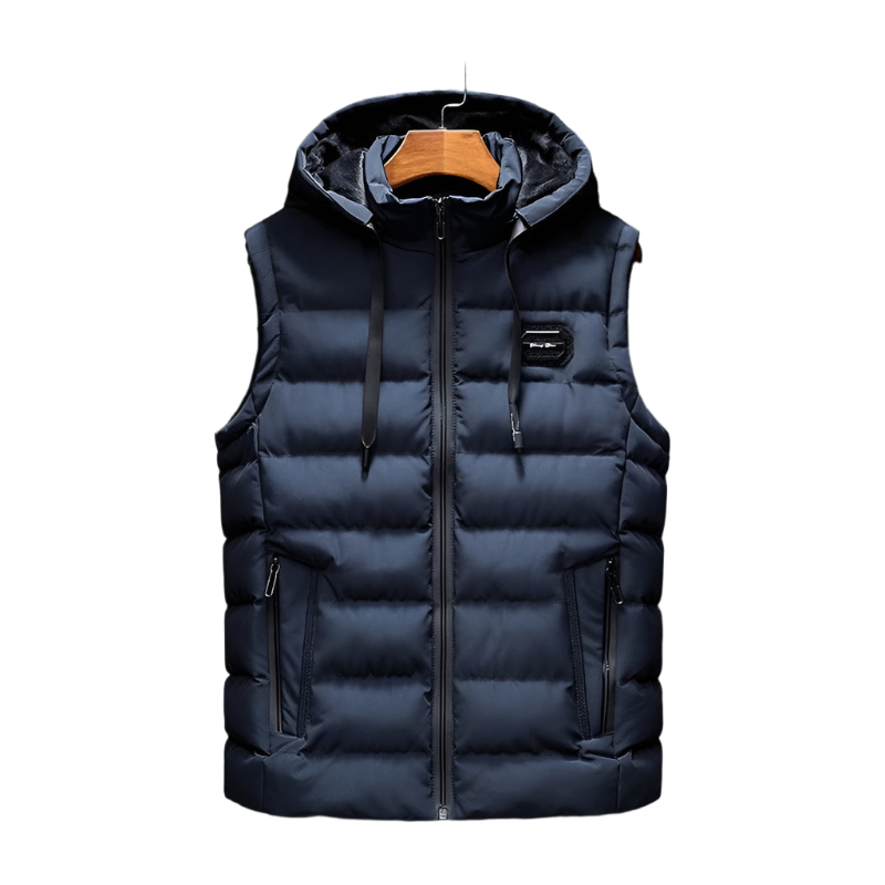 Lorenzo – Gevoerde Heren Bodywarmer met Capuchon