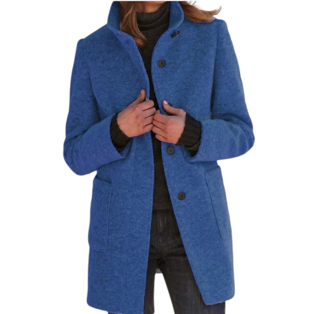 Aurélie – Retro Dames Windjack met Knopen en Stehkragen