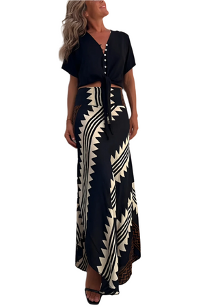 Serena – Vloeiende Dames Rok met Hoge Taille en Print