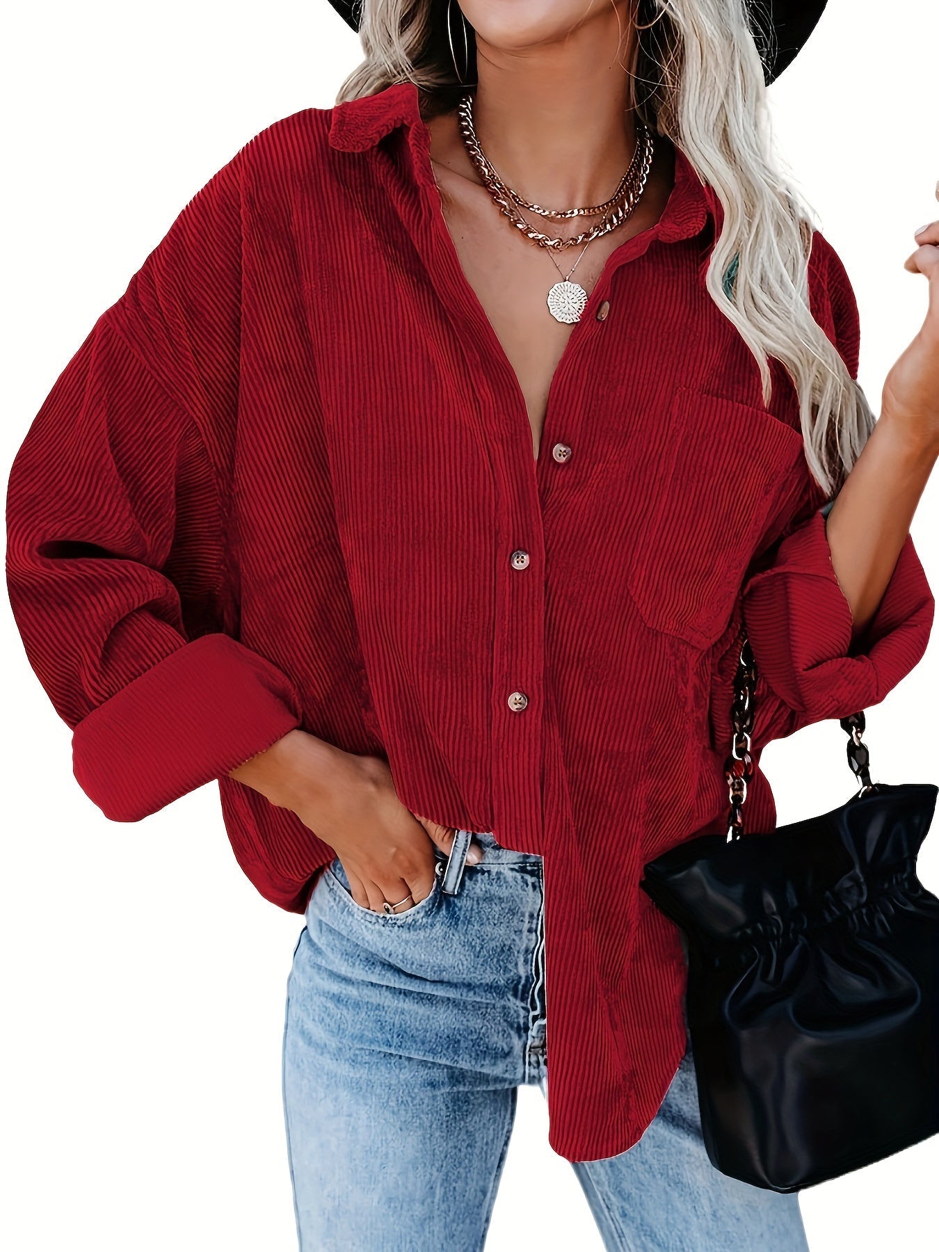 Sofia – Oversized Corduroy Damesblouse
