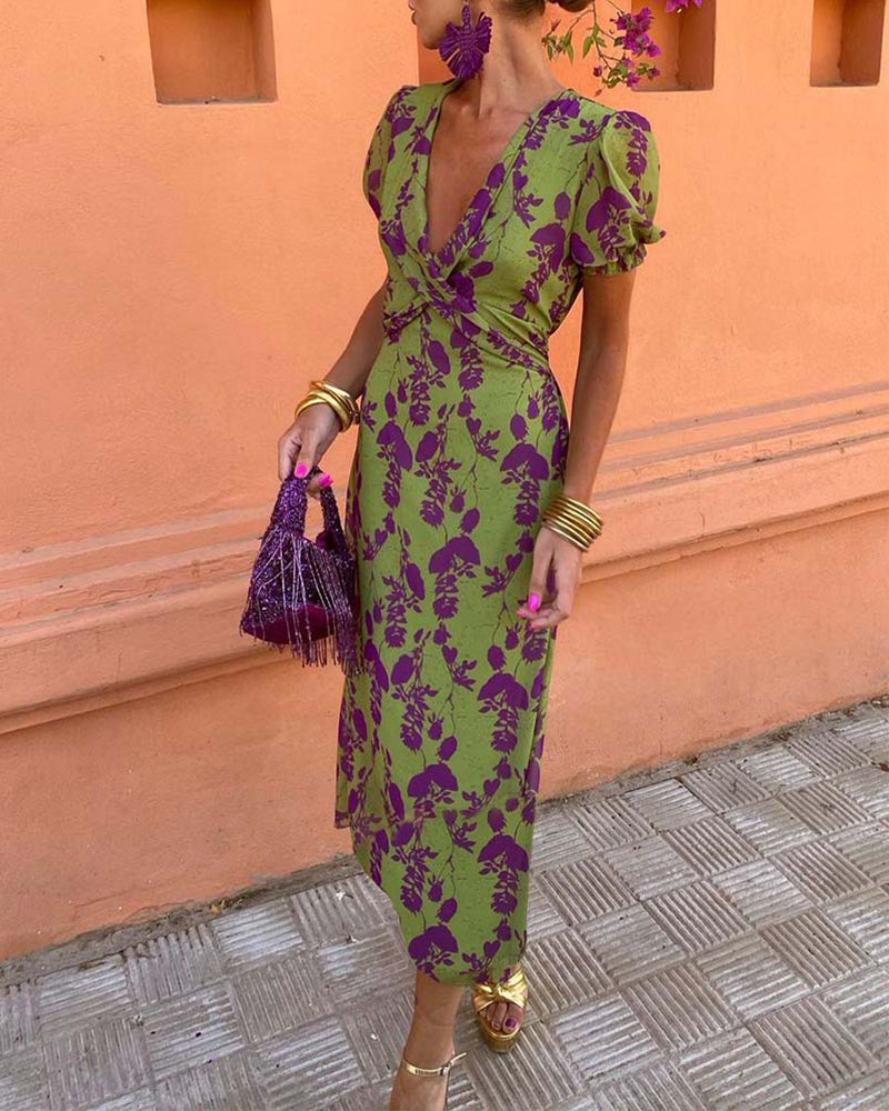 Isabella – Elegante Bloemenprint Midi Jurk voor Dames