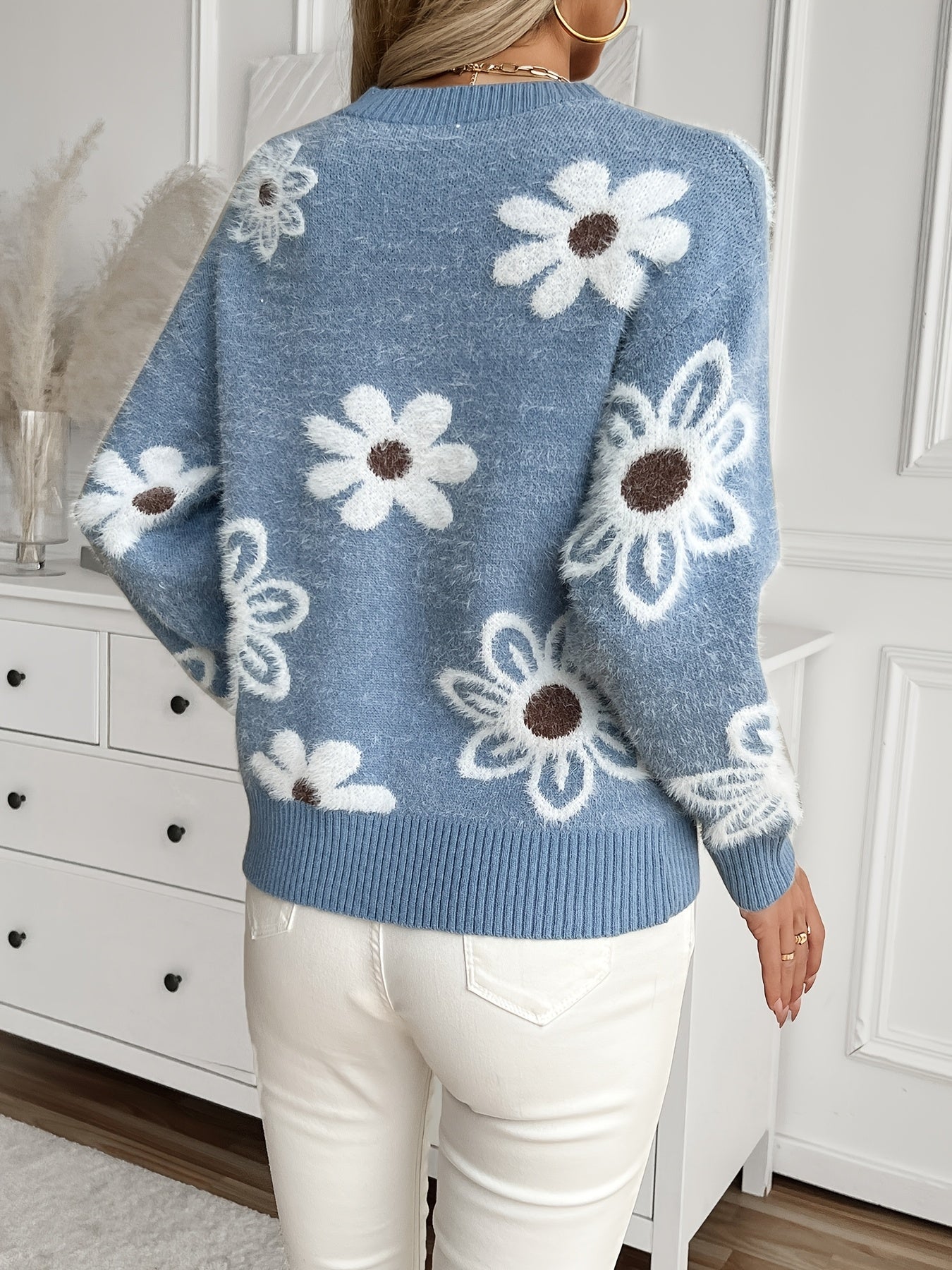Camille – Gebreide Damestrui met Bloemenjacquard