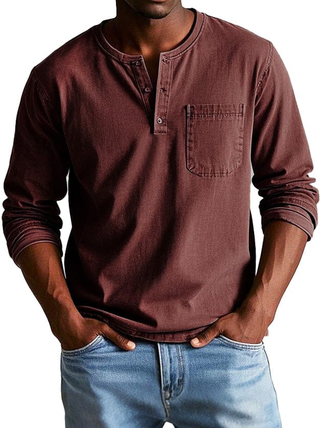 Jaskie – Heren Henley Shirt van Katoen