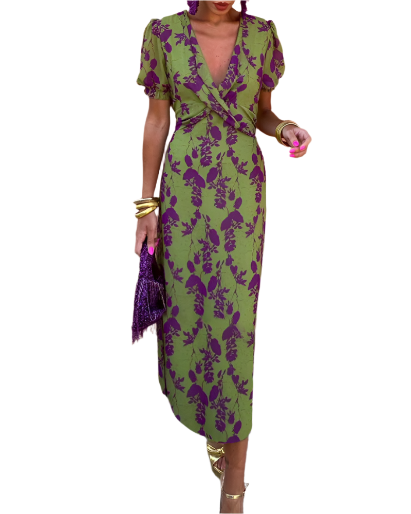 Isabella – Elegante Bloemenprint Midi Jurk voor Dames