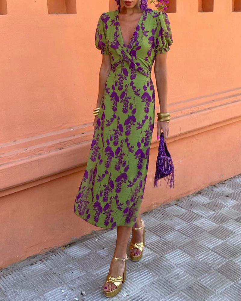 Isabella – Elegante Bloemenprint Midi Jurk voor Dames