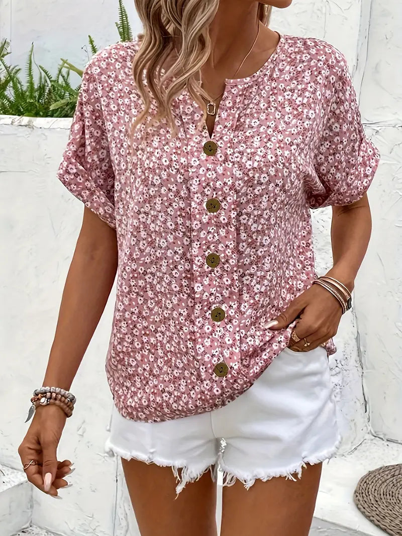 Sofia – Blush Roze Dames Blouse met Bloemenprint